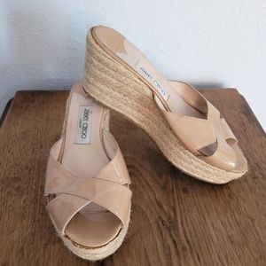 Jimmy Choo Paisley Patent Leather Wedge Sandals